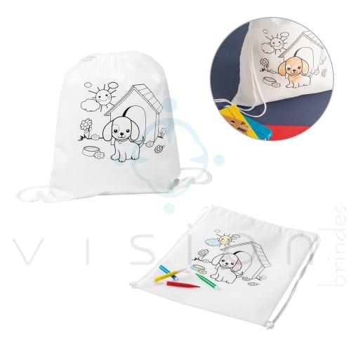 Sacochila Sacola tipo mochila para colorir