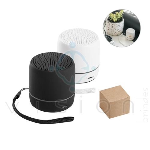 Caixa de som portátil em ABS Reciclado e faixa LED