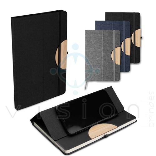 Caderno A5 Capa em RPET e detalhe em Bambu