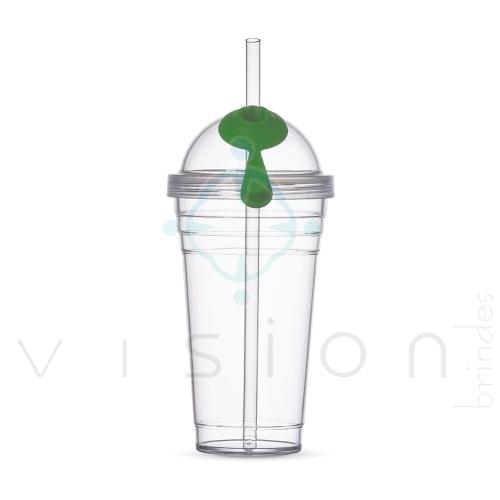 Copo Plástico 480ml com Canudo